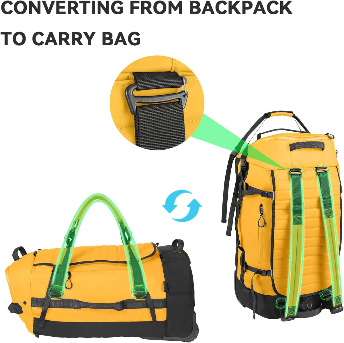 Rolling Duffle Bag with Wheels,86L 30”Carry on Luggage with Wheels,Folding Travel Bag,Duffle Backpack with Separate Shoe Compartment (Dark Blue)