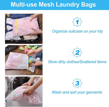 6 PCS Mesh Laundry Bags, Delicates Washing Bags | 3 Medium 3 Large for Sweater Blouse Hosiery Bras Machine Wash Bags for Travel Storage Organization