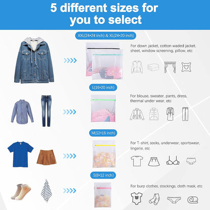 6 PCS Mesh Laundry Bags, Delicates Washing Bags | 3 Medium 3 Large for Sweater Blouse Hosiery Bras Machine Wash Bags for Travel Storage Organization
