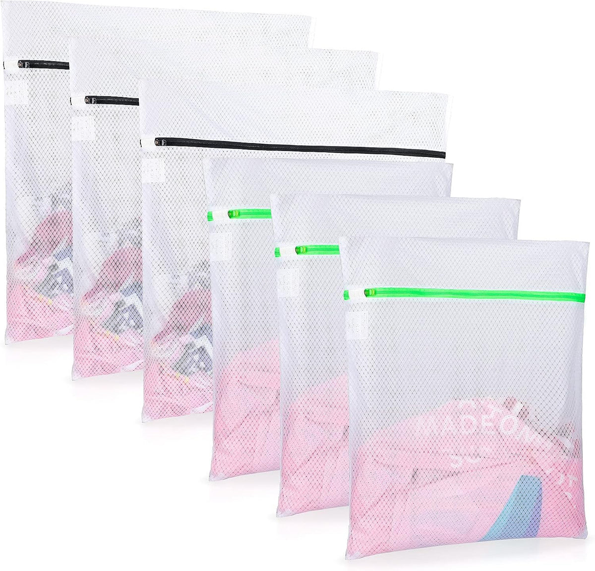 6 PCS Mesh Laundry Bags, Delicates Washing Bags | 3 Medium 3 Large for Sweater Blouse Hosiery Bras Machine Wash Bags for Travel Storage Organization