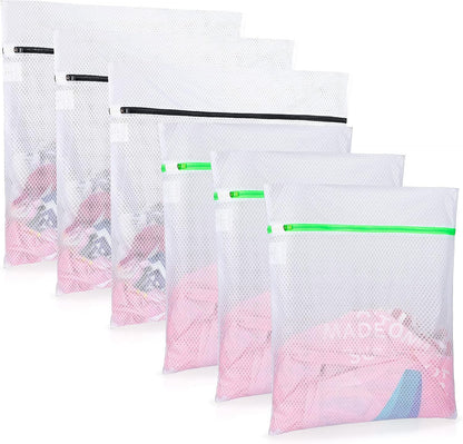 6 PCS Mesh Laundry Bags, Delicates Washing Bags | 3 Medium 3 Large for Sweater Blouse Hosiery Bras Machine Wash Bags for Travel Storage Organization