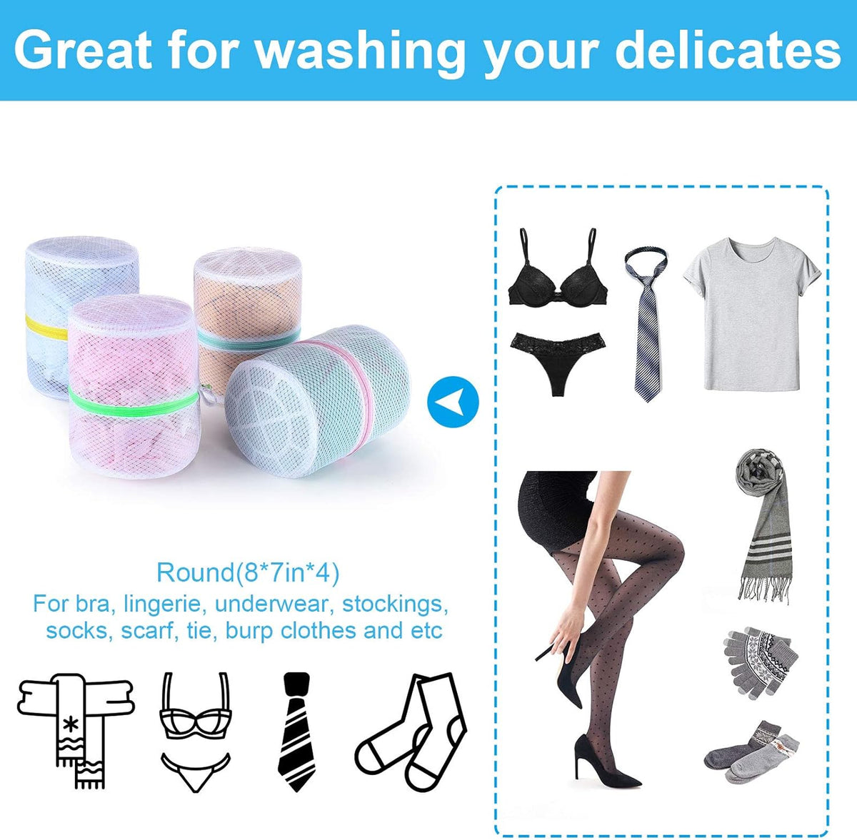 6 PCS Mesh Laundry Bags, Delicates Washing Bags | 3 Medium 3 Large for Sweater Blouse Hosiery Bras Machine Wash Bags for Travel Storage Organization