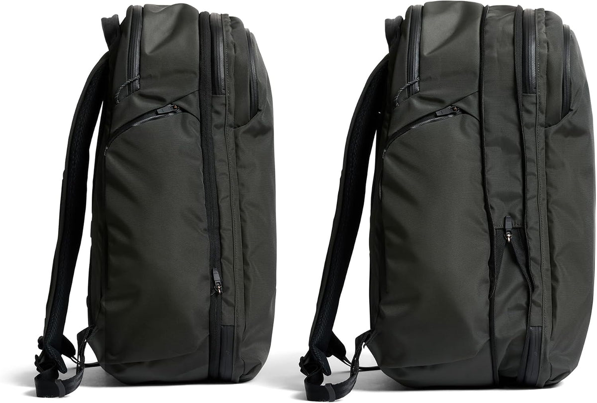 Transit Travel Pack Pro (30–38 liter travel backpack, laptop sleeve, RFID protection zip bottle pocket) - Stone