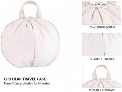 2 Pcs Storage Bags, Cream White Oxford Cloth Round Travel Organizers for Bra Underwear Socks, Large and Medium Suitcase Bags for Short and Long Trips