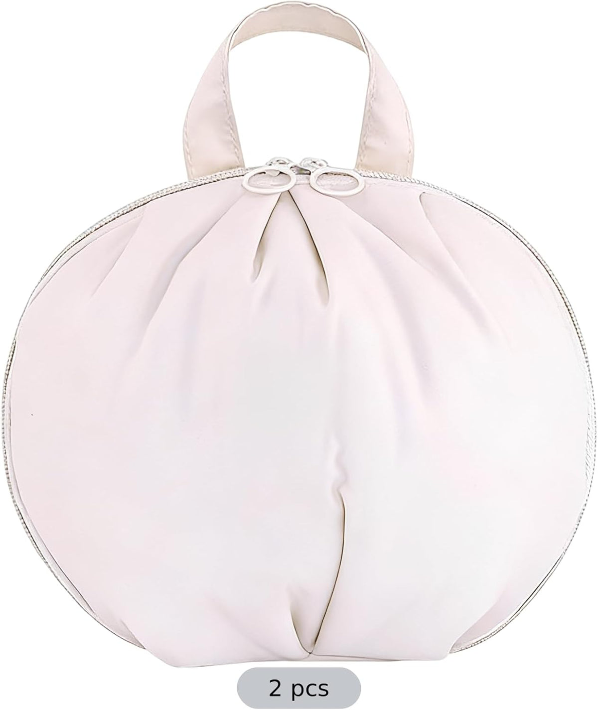 2 Pcs Storage Bags, Cream White Oxford Cloth Round Travel Organizers for Bra Underwear Socks, Large and Medium Suitcase Bags for Short and Long Trips
