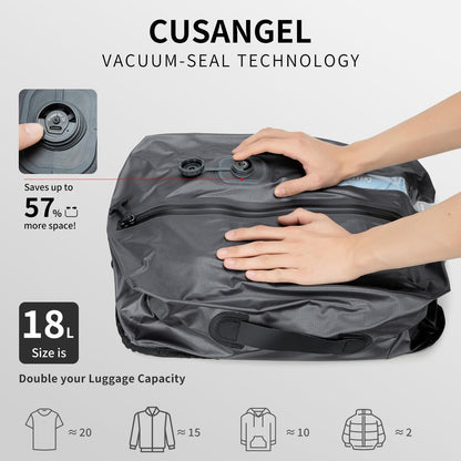 travel vacuum bags with pump,18L with Pump Included,Vacuum Sealed bag for Luggage and Backpacks (Built-in pump bag 1pack)