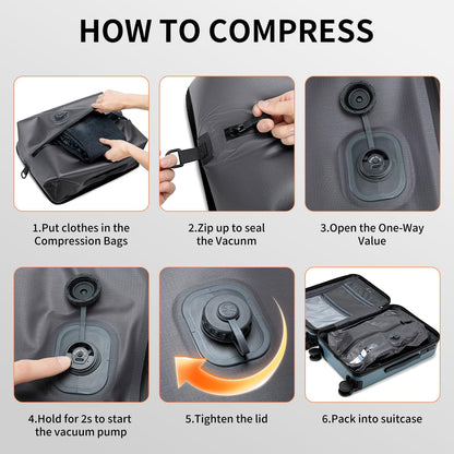 travel vacuum bags with pump,18L with Pump Included,Vacuum Sealed bag for Luggage and Backpacks (Built-in pump bag 1pack)