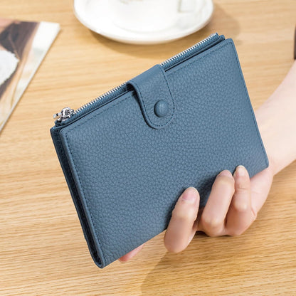 RFID Passport Wallet for Women, Slim Leather Passport Holder for Travel, Compact Travel Wallet with Zippered Coins Pocket and SIM Slots, Ladies Passport Cover