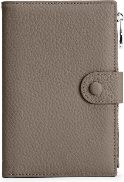 RFID Passport Wallet for Women, Slim Leather Passport Holder for Travel, Compact Travel Wallet with Zippered Coins Pocket and SIM Slots, Ladies Passport Cover