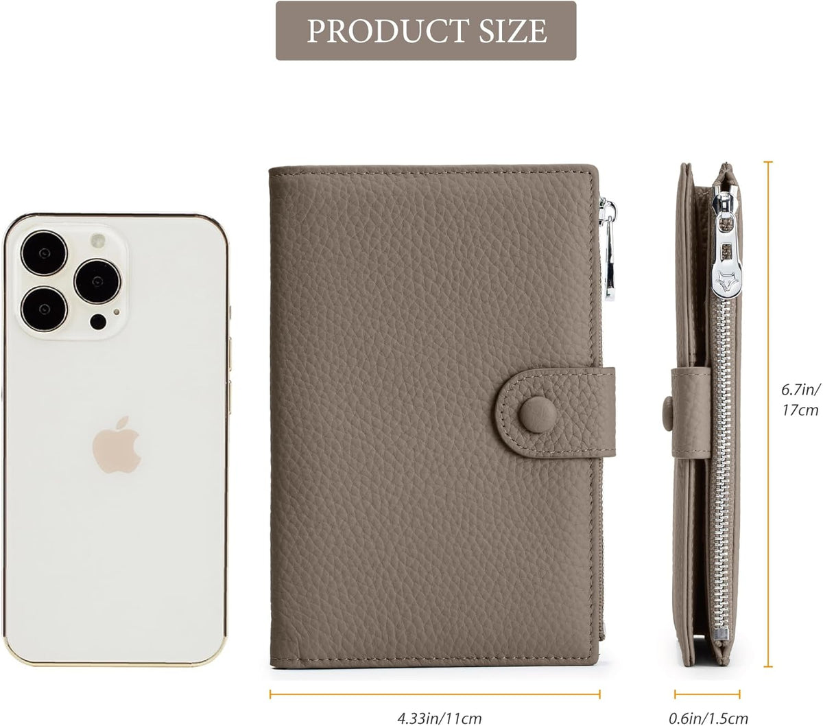 RFID Passport Wallet for Women, Slim Leather Passport Holder for Travel, Compact Travel Wallet with Zippered Coins Pocket and SIM Slots, Ladies Passport Cover