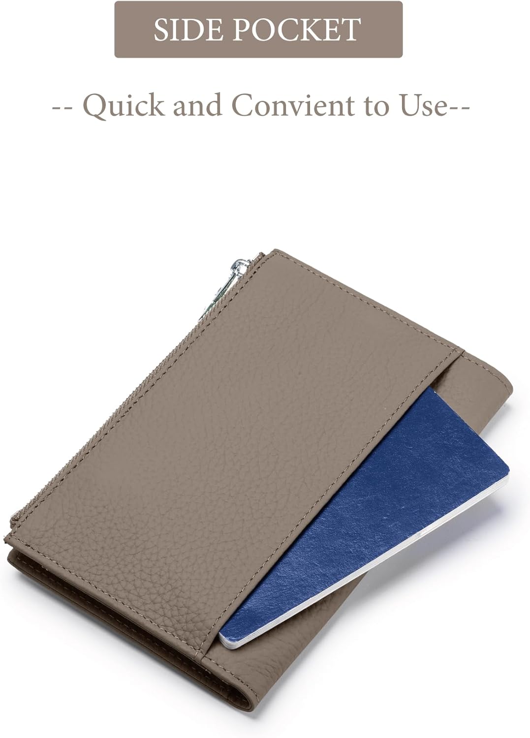RFID Passport Wallet for Women, Slim Leather Passport Holder for Travel, Compact Travel Wallet with Zippered Coins Pocket and SIM Slots, Ladies Passport Cover