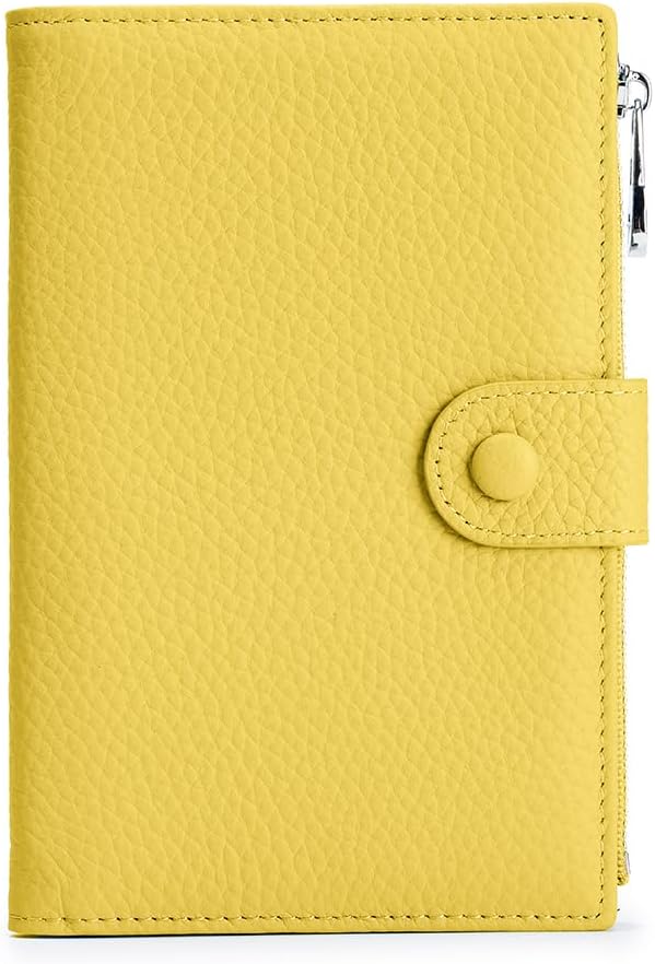 RFID Passport Wallet for Women, Slim Leather Passport Holder for Travel, Compact Travel Wallet with Zippered Coins Pocket and SIM Slots, Ladies Passport Cover