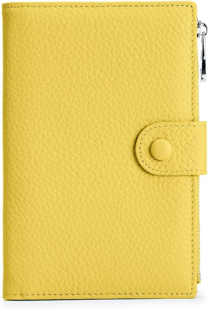 RFID Passport Wallet for Women, Slim Leather Passport Holder for Travel, Compact Travel Wallet with Zippered Coins Pocket and SIM Slots, Ladies Passport Cover