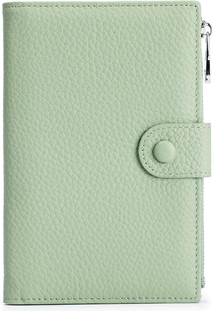 RFID Passport Wallet for Women, Slim Leather Passport Holder for Travel, Compact Travel Wallet with Zippered Coins Pocket and SIM Slots, Ladies Passport Cover