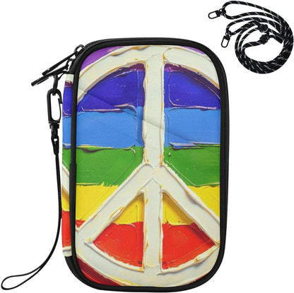Travel Doc Organizer 21×14×3 CM | Polyester Oxford Pen Loop Detachable Strap for Adults Vacation Pace Flag (peace Sign)