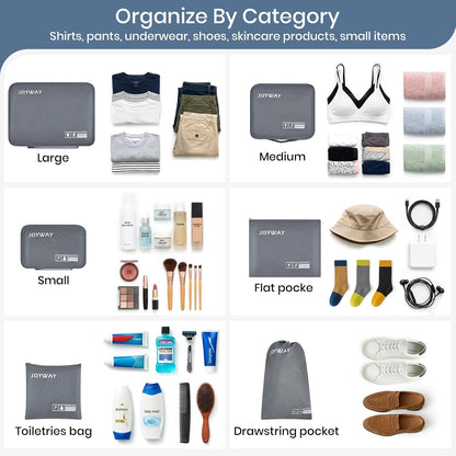 6 Set Packing Cubes for Travel, Lightweight Luggage Organizer Bags for Suitcases, Travel Essentials Clothes Storage Bags for Carry On, Backpack, Vacation and Business Trips