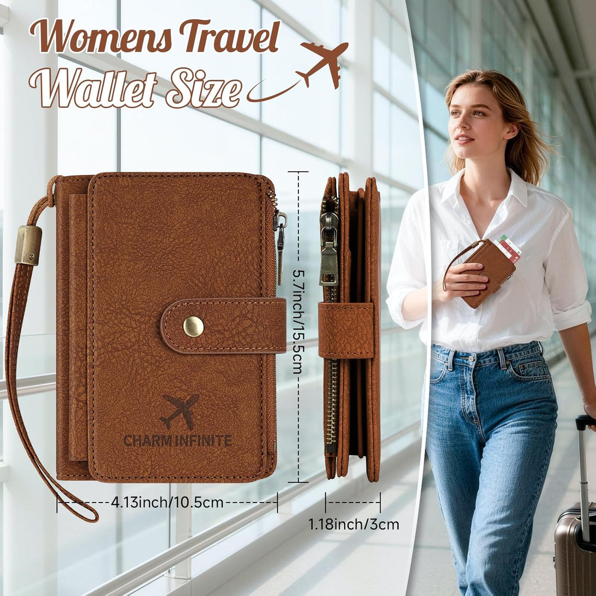 Likesing RFID Blocking Passport Holder, Leather Travel Wallet Womens(Black) | RFID Passport Wallet with 13 Card Holders ＆ 2 SIM Slots, Passport Book Cover Photo ＆ Zippered Coins Pocket and Cash Holder