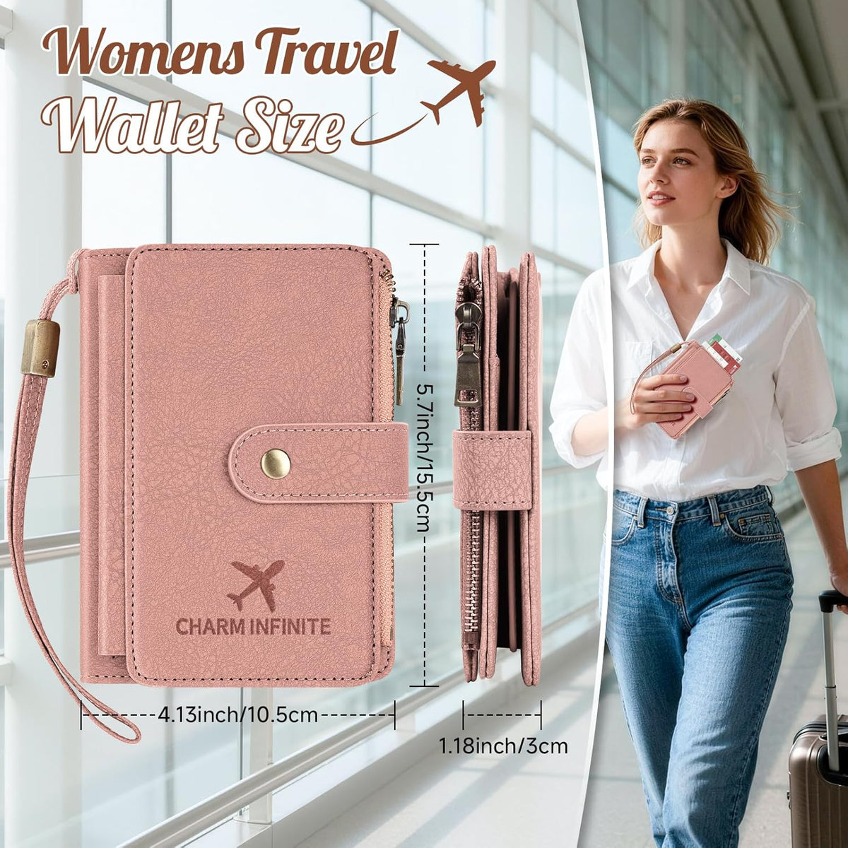 Likesing RFID Blocking Passport Holder, Leather Travel Wallet Womens(Black) | RFID Passport Wallet with 13 Card Holders ＆ 2 SIM Slots, Passport Book Cover Photo ＆ Zippered Coins Pocket and Cash Holder