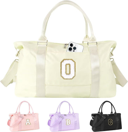 Dance Gym Duffel Bag for Teen Girls,Personalized Initial Travel Weekender Bag,Overnight Carry On Duffle for Women,Sports Travel Cheer Bag,Monogram Graduation Birthday Gifts for Tween Preppy(purple-T)