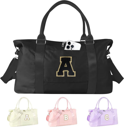 Dance Gym Duffel Bag for Teen Girls,Personalized Initial Travel Weekender Bag,Overnight Carry On Duffle for Women,Sports Travel Cheer Bag,Monogram Graduation Birthday Gifts for Tween Preppy(purple-T)