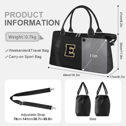 Dance Gym Duffel Bag for Teen Girls,Personalized Initial Travel Weekender Bag,Overnight Carry On Duffle for Women,Sports Travel Cheer Bag,Monogram Graduation Birthday Gifts for Tween Preppy(purple-T)