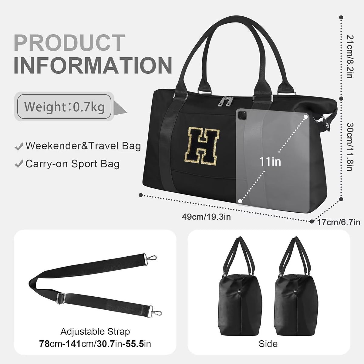 Dance Gym Duffel Bag for Teen Girls,Personalized Initial Travel Weekender Bag,Overnight Carry On Duffle for Women,Sports Travel Cheer Bag,Monogram Graduation Birthday Gifts for Tween Preppy(purple-T)