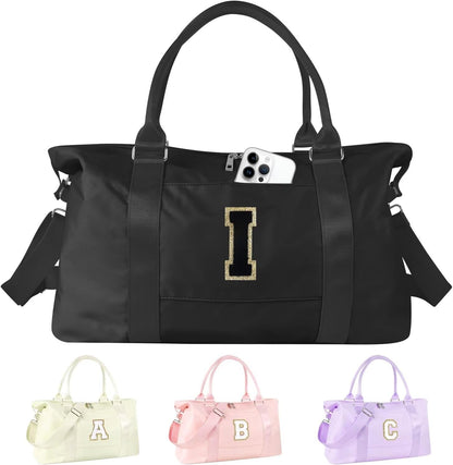 Dance Gym Duffel Bag for Teen Girls,Personalized Initial Travel Weekender Bag,Overnight Carry On Duffle for Women,Sports Travel Cheer Bag,Monogram Graduation Birthday Gifts for Tween Preppy(purple-T)