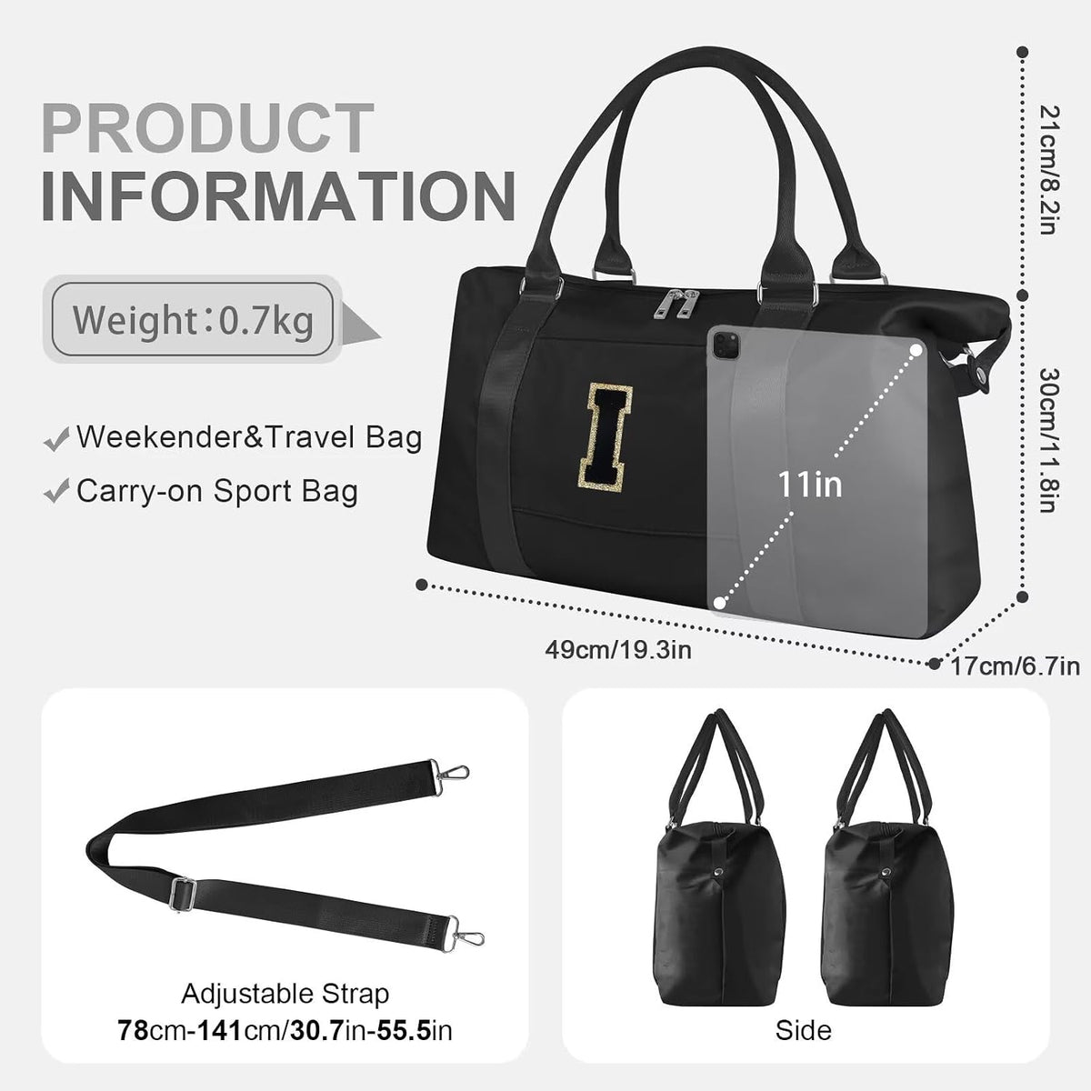 Dance Gym Duffel Bag for Teen Girls,Personalized Initial Travel Weekender Bag,Overnight Carry On Duffle for Women,Sports Travel Cheer Bag,Monogram Graduation Birthday Gifts for Tween Preppy(purple-T)
