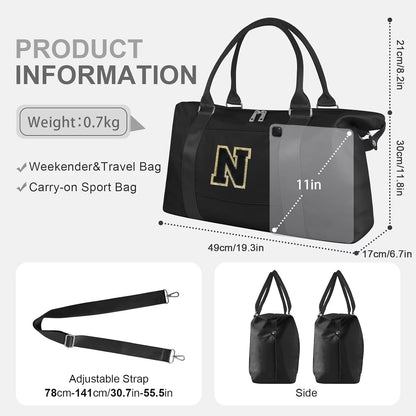 Dance Gym Duffel Bag for Teen Girls,Personalized Initial Travel Weekender Bag,Overnight Carry On Duffle for Women,Sports Travel Cheer Bag,Monogram Graduation Birthday Gifts for Tween Preppy(purple-T)
