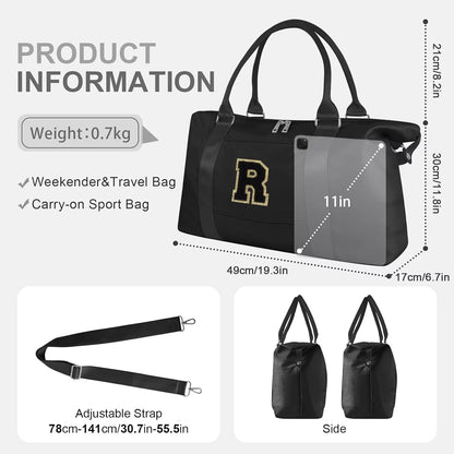 Dance Gym Duffel Bag for Teen Girls,Personalized Initial Travel Weekender Bag,Overnight Carry On Duffle for Women,Sports Travel Cheer Bag,Monogram Graduation Birthday Gifts for Tween Preppy(purple-T)