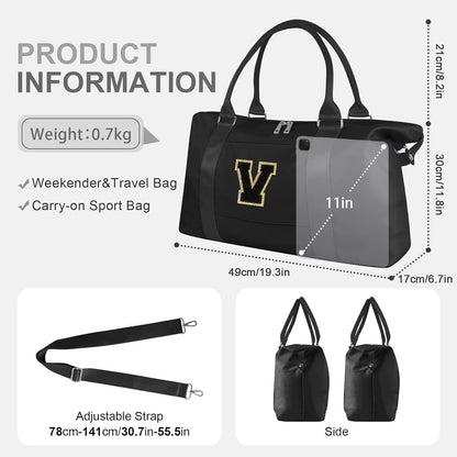 Dance Gym Duffel Bag for Teen Girls,Personalized Initial Travel Weekender Bag,Overnight Carry On Duffle for Women,Sports Travel Cheer Bag,Monogram Graduation Birthday Gifts for Tween Preppy(purple-T)