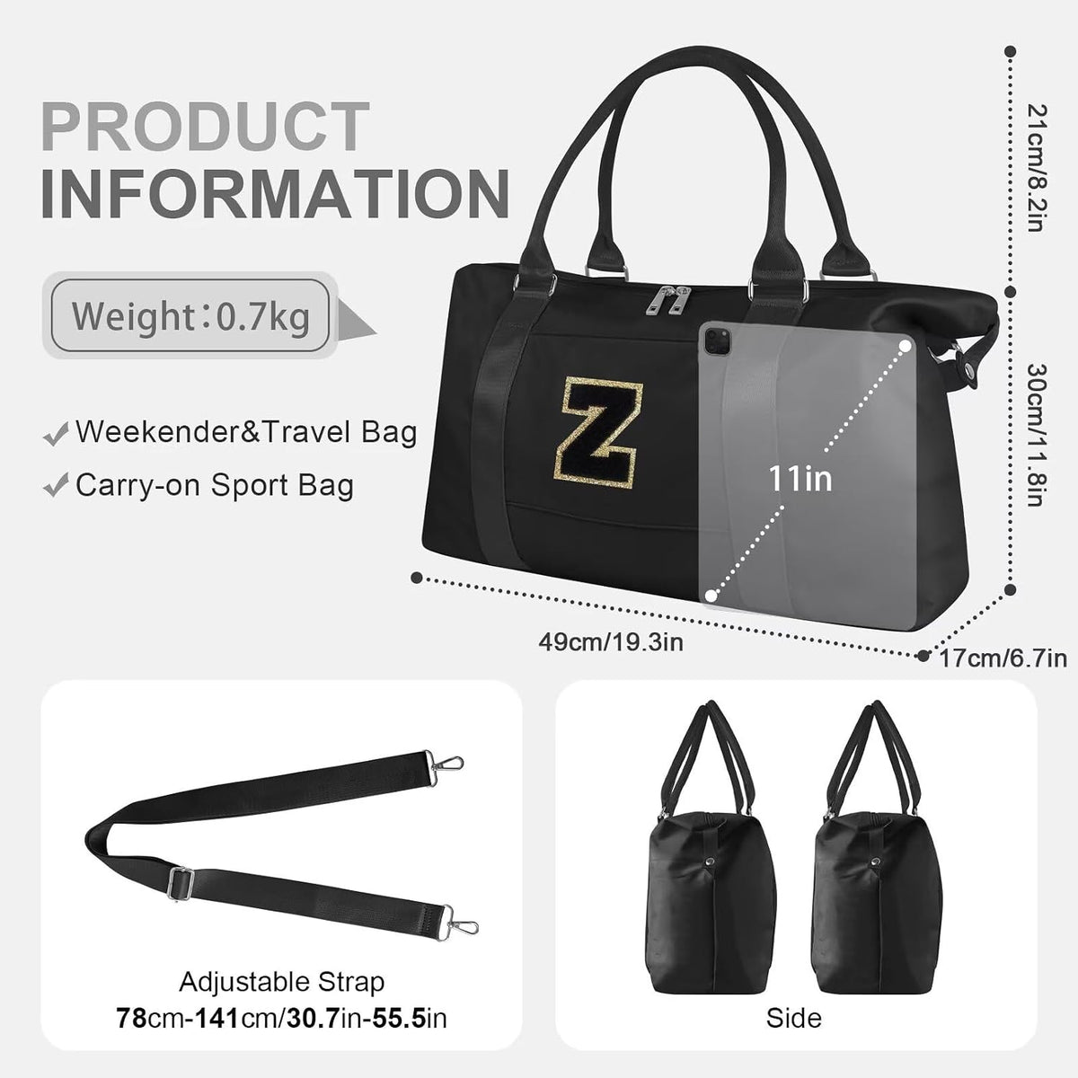 Dance Gym Duffel Bag for Teen Girls,Personalized Initial Travel Weekender Bag,Overnight Carry On Duffle for Women,Sports Travel Cheer Bag,Monogram Graduation Birthday Gifts for Tween Preppy(purple-T)