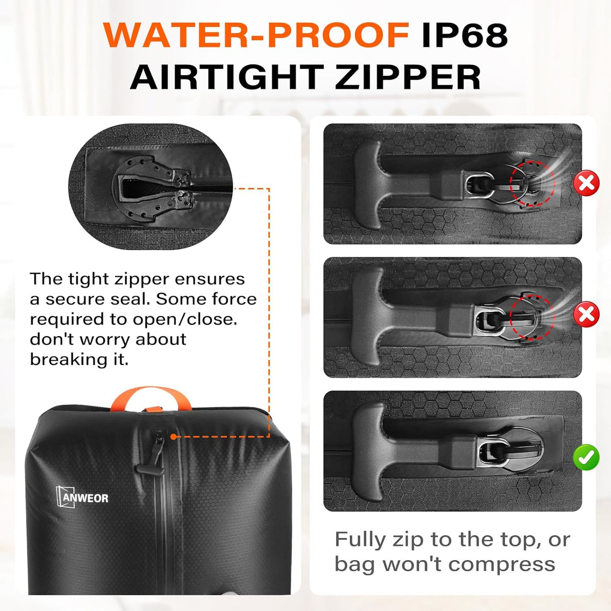 Vacuum Bags for Travel with Pump, 20L Reusable Nylon Vacuum Seal Bags for Clothing Travel, IP68 Waterproof Space Saver Compression Packing Cubes for Carry On Suitcase, Luggage (2 Pack + Pump)