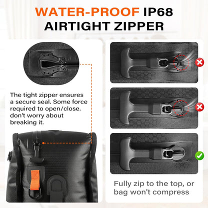 Vacuum Bags for Travel with Pump, 20L Reusable Nylon Vacuum Seal Bags for Clothing Travel, IP68 Waterproof Space Saver Compression Packing Cubes for Carry On Suitcase, Luggage (2 Pack + Pump)