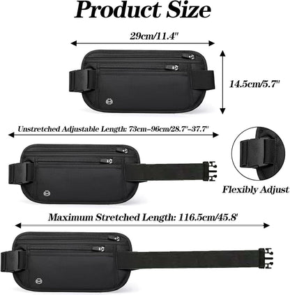 Black Hidden Money Belt for Travel for Men, Waist Wallet Anti Theft, RFID Passport Holder For Travel Men Or Women, Money Pouch, RFID Passport Holder(Black1)
