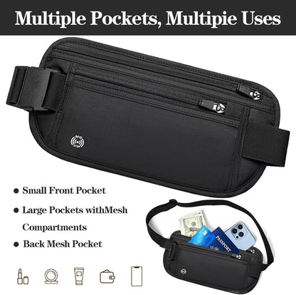 Black Hidden Money Belt for Travel for Men, Waist Wallet Anti Theft, RFID Passport Holder For Travel Men Or Women, Money Pouch, RFID Passport Holder(Black1)