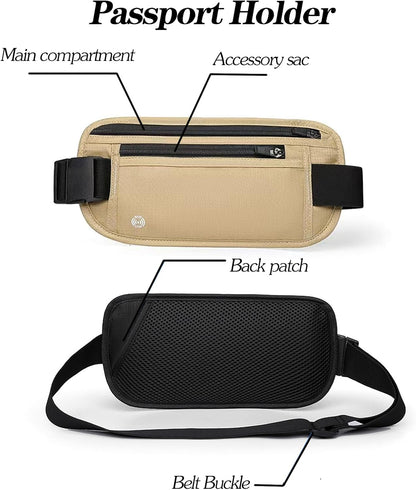 Black Hidden Money Belt for Travel for Men, Waist Wallet Anti Theft, RFID Passport Holder For Travel Men Or Women, Money Pouch, RFID Passport Holder(Black1)