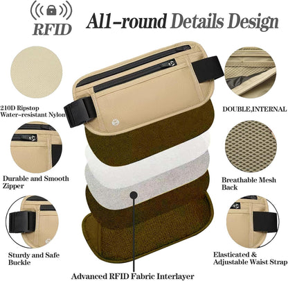 Black Hidden Money Belt for Travel for Men, Waist Wallet Anti Theft, RFID Passport Holder For Travel Men Or Women, Money Pouch, RFID Passport Holder(Black1)