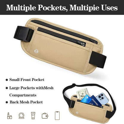 Black Hidden Money Belt for Travel for Men, Waist Wallet Anti Theft, RFID Passport Holder For Travel Men Or Women, Money Pouch, RFID Passport Holder(Black1)