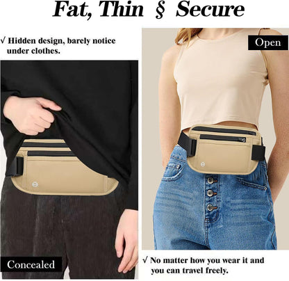 Black Hidden Money Belt for Travel for Men, Waist Wallet Anti Theft, RFID Passport Holder For Travel Men Or Women, Money Pouch, RFID Passport Holder(Black1)