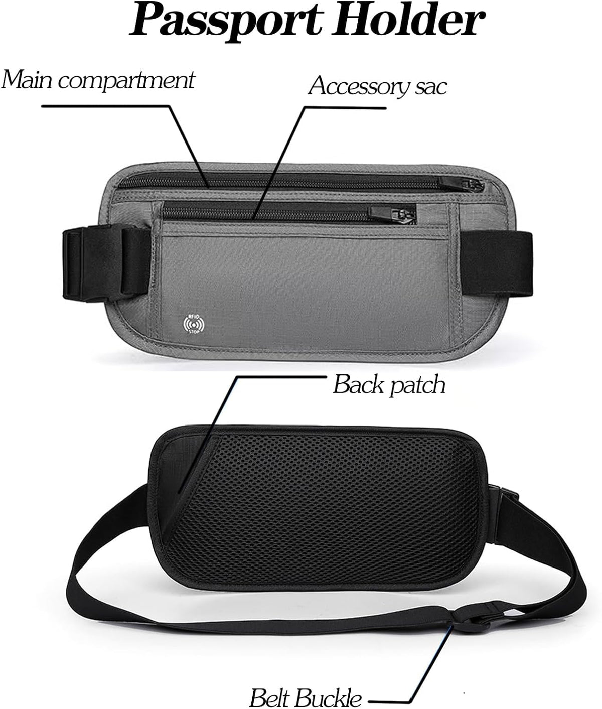 Black Hidden Money Belt for Travel for Men, Waist Wallet Anti Theft, RFID Passport Holder For Travel Men Or Women, Money Pouch, RFID Passport Holder(Black1)