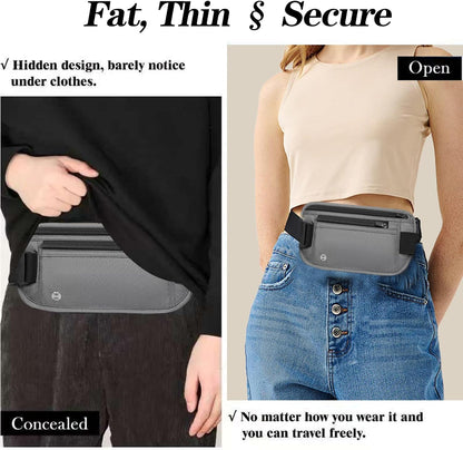 Black Hidden Money Belt for Travel for Men, Waist Wallet Anti Theft, RFID Passport Holder For Travel Men Or Women, Money Pouch, RFID Passport Holder(Black1)