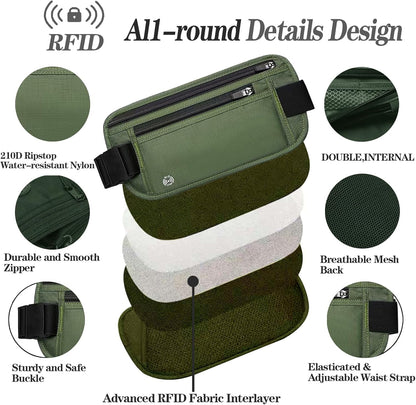 Black Hidden Money Belt for Travel for Men, Waist Wallet Anti Theft, RFID Passport Holder For Travel Men Or Women, Money Pouch, RFID Passport Holder(Black1)