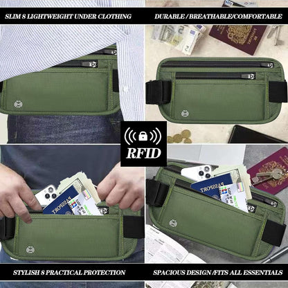 Black Hidden Money Belt for Travel for Men, Waist Wallet Anti Theft, RFID Passport Holder For Travel Men Or Women, Money Pouch, RFID Passport Holder(Black1)