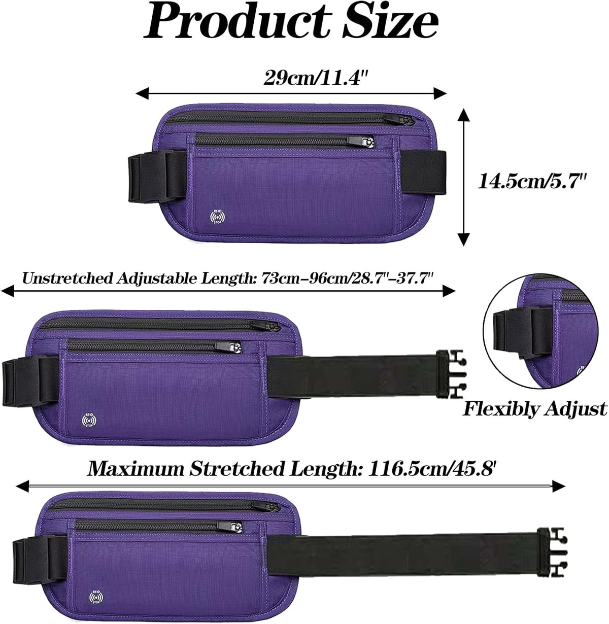 Black Hidden Money Belt for Travel for Men, Waist Wallet Anti Theft, RFID Passport Holder For Travel Men Or Women, Money Pouch, RFID Passport Holder(Black1)