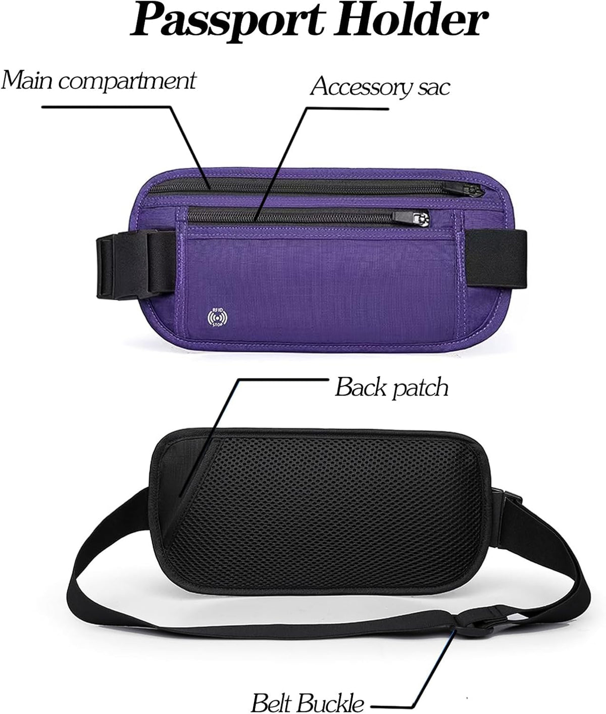 Black Hidden Money Belt for Travel for Men, Waist Wallet Anti Theft, RFID Passport Holder For Travel Men Or Women, Money Pouch, RFID Passport Holder(Black1)