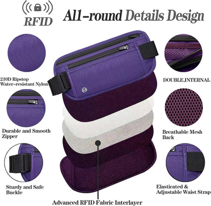 Black Hidden Money Belt for Travel for Men, Waist Wallet Anti Theft, RFID Passport Holder For Travel Men Or Women, Money Pouch, RFID Passport Holder(Black1)