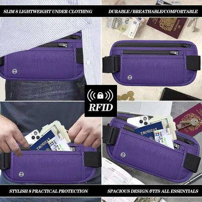 Black Hidden Money Belt for Travel for Men, Waist Wallet Anti Theft, RFID Passport Holder For Travel Men Or Women, Money Pouch, RFID Passport Holder(Black1)