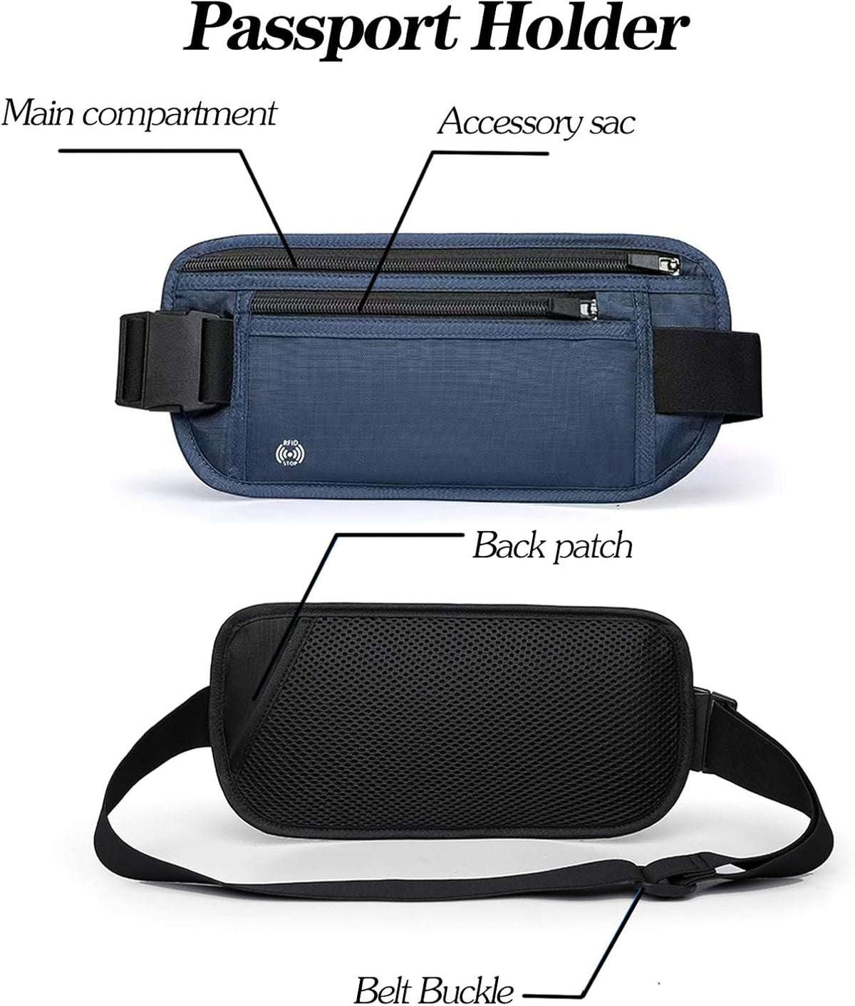 Black Hidden Money Belt for Travel for Men, Waist Wallet Anti Theft, RFID Passport Holder For Travel Men Or Women, Money Pouch, RFID Passport Holder(Black1)