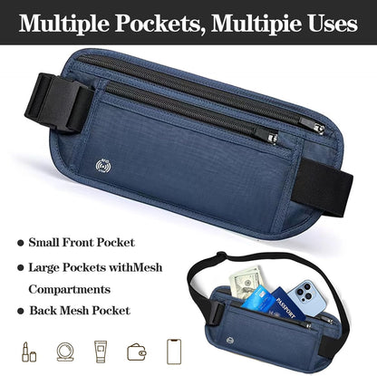 Black Hidden Money Belt for Travel for Men, Waist Wallet Anti Theft, RFID Passport Holder For Travel Men Or Women, Money Pouch, RFID Passport Holder(Black1)